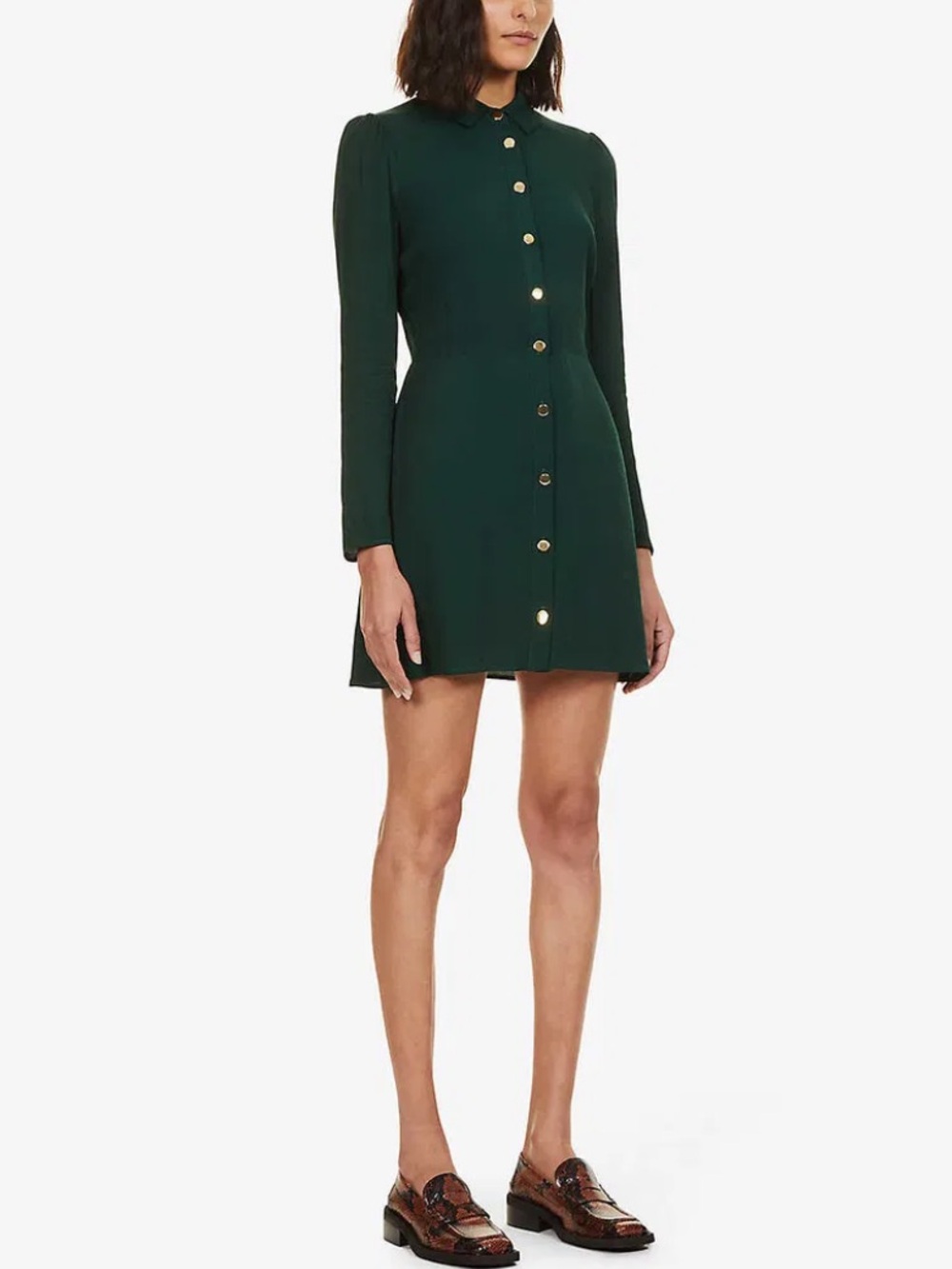 REFORMATION Hugh Button-Embellished
Woven Mini Dress Size 4